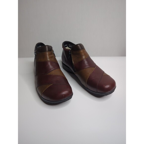 Rieker Berthe Sz 8 Patchwork Leather Booties Brown Tan Flat Leather Comfort Boho - Picture 7 of 11